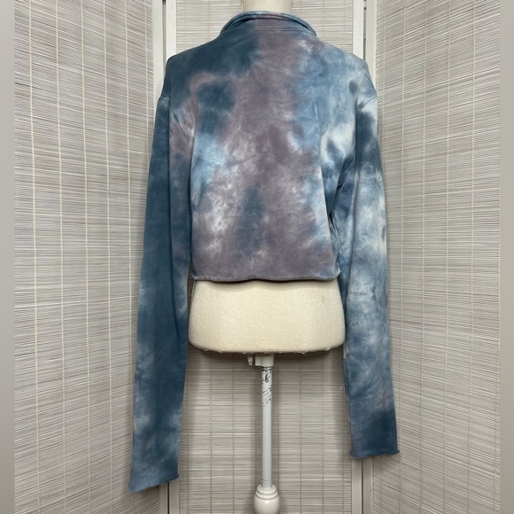 Cotton Citizen X Soul Cycle Blue and Purple Tie Dye Sweatshirt Size M 1/3 Zip - Picture 4 of 7